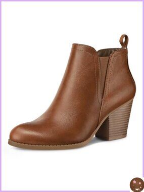 Women's Ankle Boots Round Toe Chunky Heel Booties Side Zipper PU